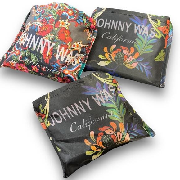JOHNNY WAS Cruise Travel Beach Pool Floral Print Foldable Nylon Bag 5x5” NWOT - Picture 4 of 16
